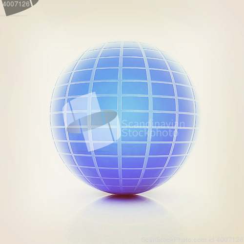 Image of Abstract 3d sphere with blue mosaic design. 3D illustration. Vin