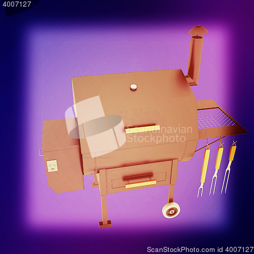 Image of oven barbecue grill. 3D illustration. Vintage style.