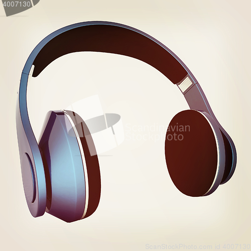 Image of headphones. 3D illustration. Vintage style.