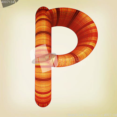 Image of Wooden Alphabet. Letter \"P\" on a white. 3D illustration. Vintage