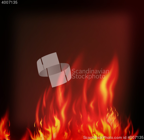 Image of fire isolated over black. 3D illustration. Vintage style.