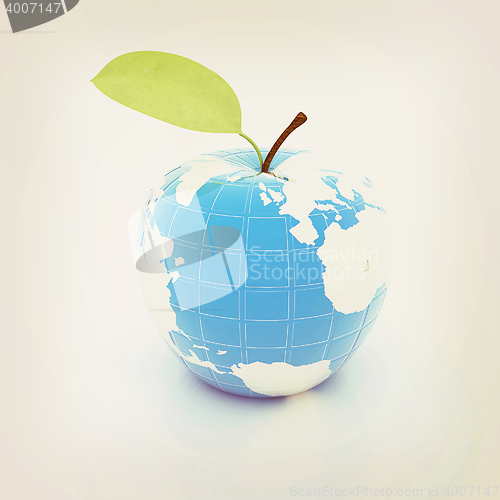 Image of Apple for earth . 3D illustration. Vintage style.