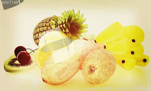 Image of Citrus. 3D illustration. Vintage style.