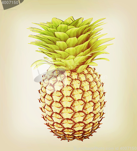 Image of pineapple. 3D illustration. Vintage style.