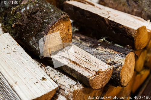 Image of close up of firewood pile