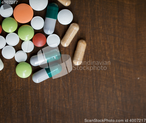 Image of close up of different drugs on table