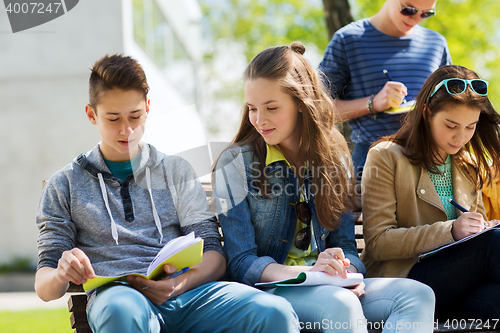 Image of group of students with notebooks at school yard