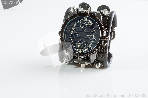 Image of cool watch on a white background. leather bracelet