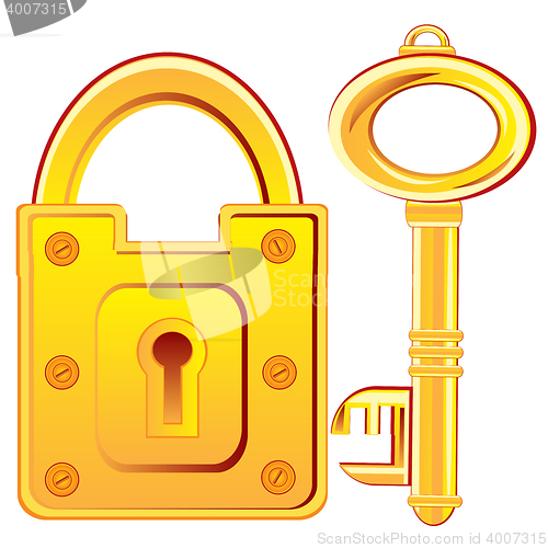 Image of Gold lock and key