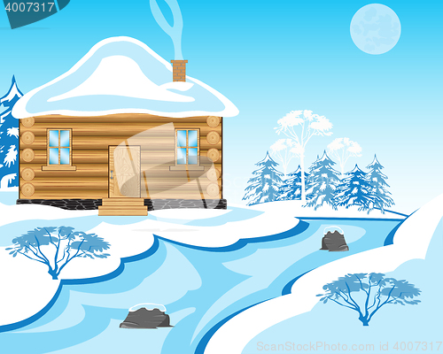 Image of House beside in winter yard