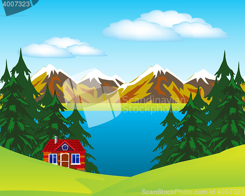 Image of House beside lake