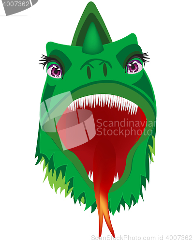 Image of Head of the fairy-tale dragon on white background