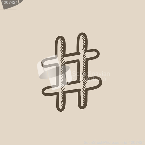 Image of Hashtag symbol sketch icon.