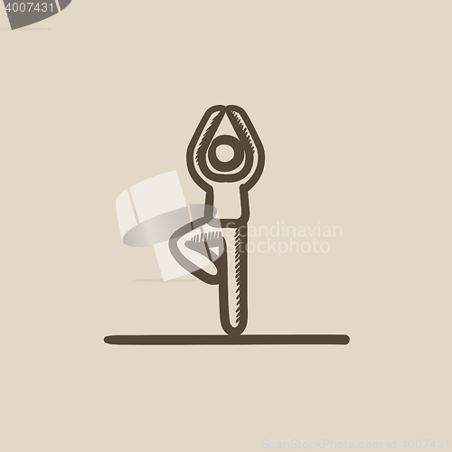 Image of Man practicing yoga sketch icon.