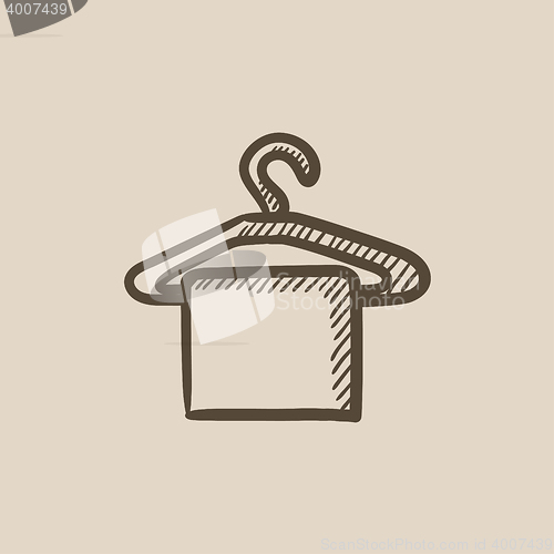Image of Towel on hanger sketch icon.