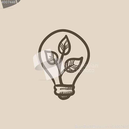 Image of Lightbulb and plant inside sketch icon.