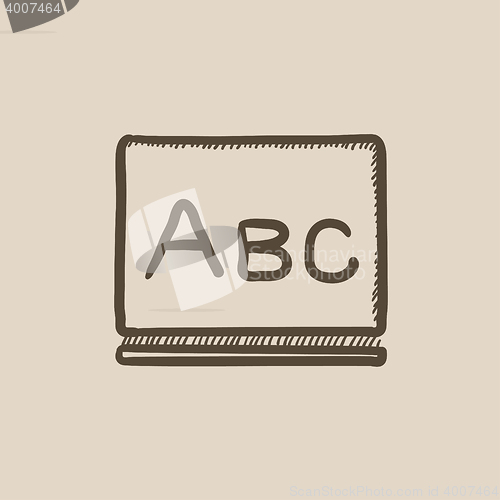 Image of Letters abc on blackboard sketch icon.