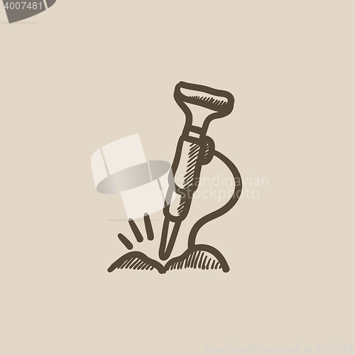 Image of Pneumatic hammer drill sketch icon.