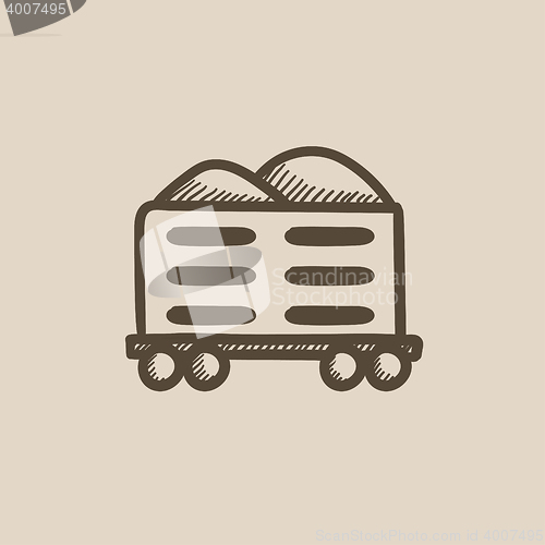 Image of Cargo wagon sketch icon.