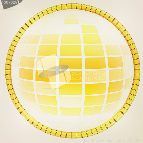 Image of Yellow 3d globe icon with highlights . 3D illustration. Vintage 