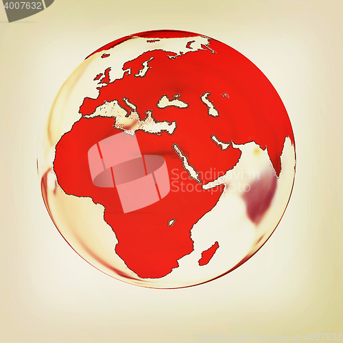 Image of Chrome Globe. 3D illustration. Vintage style.