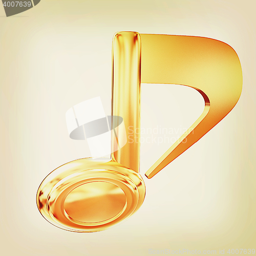 Image of Golden note icon . 3D illustration. Vintage style.