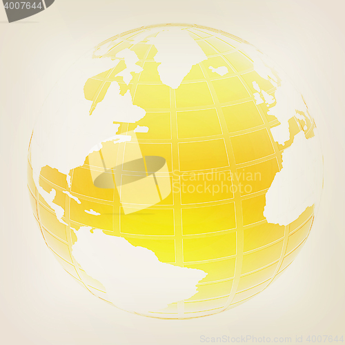 Image of Yellow 3d globe icon with highlights . 3D illustration. Vintage 