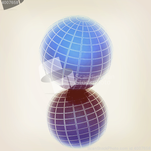 Image of Abstract 3d sphere with blue mosaic design. 3D illustration. Vin