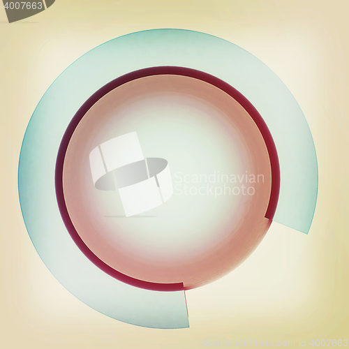 Image of Button sphere with a semicircle. 3D illustration. Vintage style.