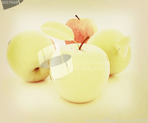 Image of apples . 3D illustration. Vintage style.