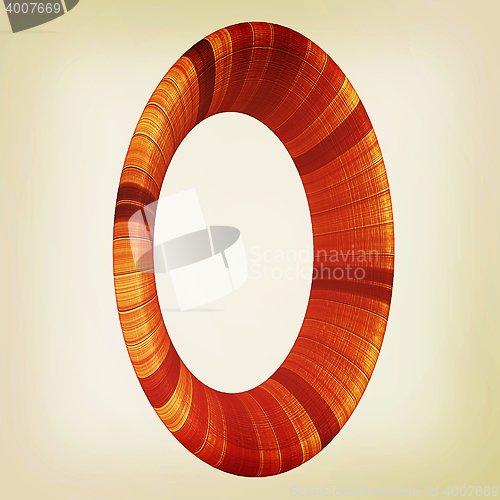 Image of Wooden number \"0\"- zero on a white. . 3D illustration. Vintage s