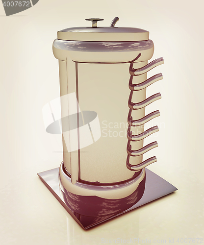 Image of Abstract chrome metal pressure vessel. 3D illustration. Vintage 