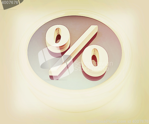 Image of Button percent. 3D illustration. Vintage style.