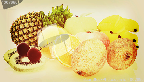 Image of Citrus. 3D illustration. Vintage style.