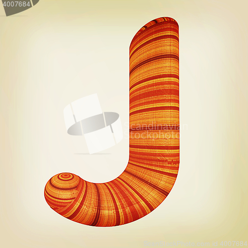 Image of Wooden Alphabet. Letter \"J\" on a white. 3D illustration. Vintage