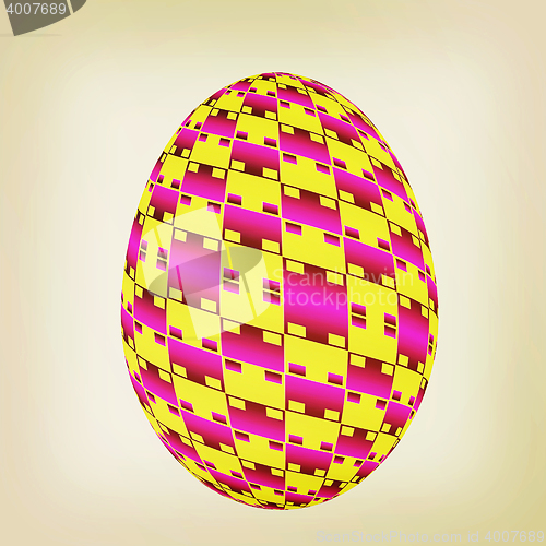 Image of Easter egg. 3D illustration. Vintage style.
