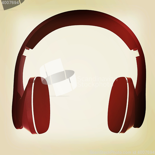 Image of headphones. 3D illustration. Vintage style.