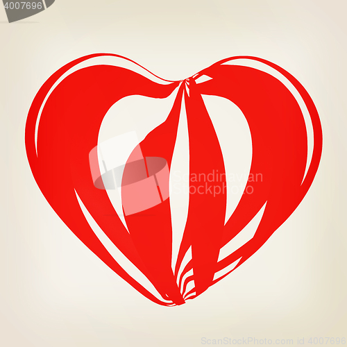 Image of 3d beautiful red glossy heart of the bands. 3D illustration. Vin