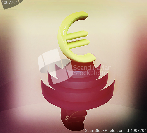 Image of icon euro sign. 3D illustration. Vintage style.