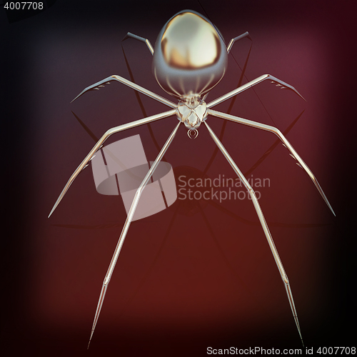 Image of Chrome spider. 3D illustration. Vintage style.