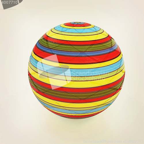 Image of 3d colored ball. 3D illustration. Vintage style.