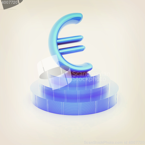 Image of Euro sign on podium. 3D icon (high details and quality of the re