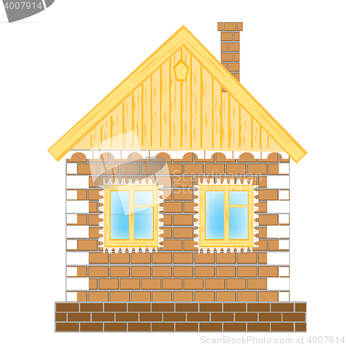 Image of Brick house on white background