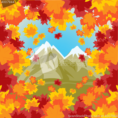 Image of High mountains on background autumn sheet