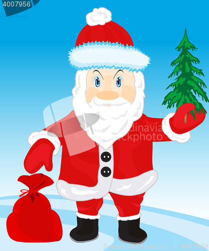 Image of Festive santa with bag gift