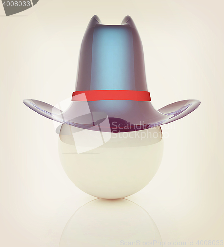 Image of 3d blue metallic hats on white ball. Sapport icon. 3D illustrati