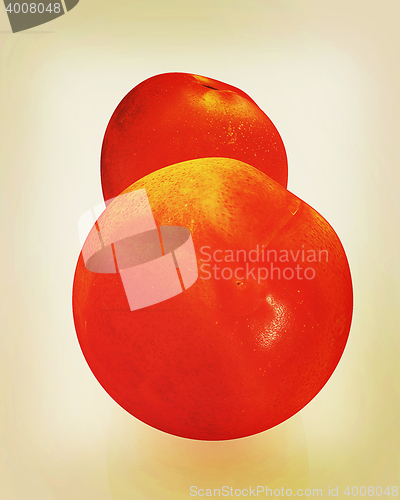 Image of fresh peaches. 3D illustration. Vintage style.