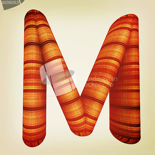 Image of Wooden Alphabet. Letter \"M\" on a white. 3D illustration. Vintage