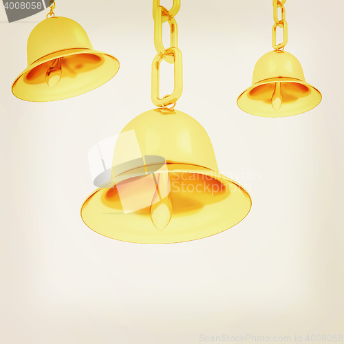 Image of Gold bell. 3D illustration. Vintage style.
