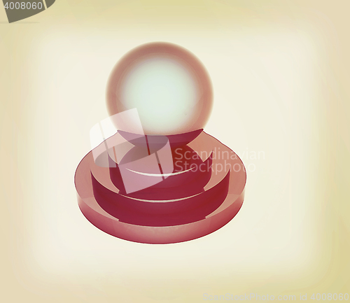 Image of sphere on podium. 3D illustration. Vintage style.